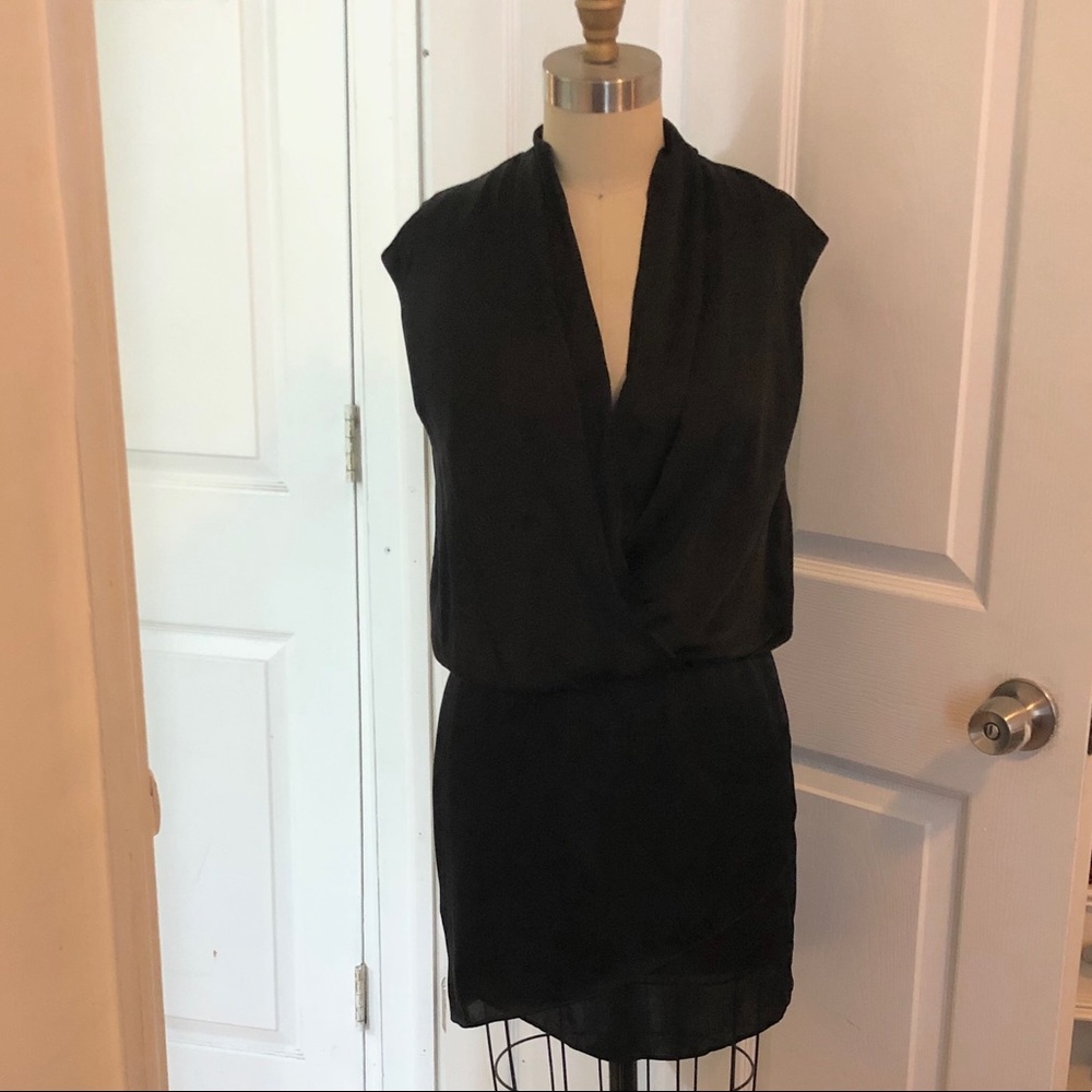 Dolce Vita Black Silk Faux Wrap Mini dress
